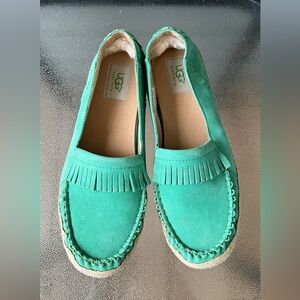 Ugg Marrah Moccasins Women’s Teal Suede Slip On Comfort Shoes Sz 8